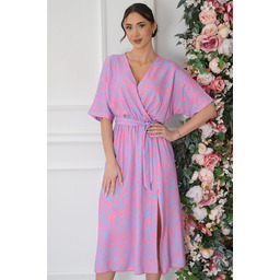 Sukienka midi a''la kimono allover print lila-róż Emsa