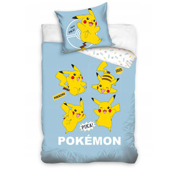 Pościel bajkowa 140x200 Pokemon Pikachu Pokemony niebieski