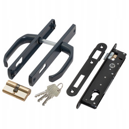 Komplet Do Furtki Zamek Klamka Wkładka Antracyt Zestaw