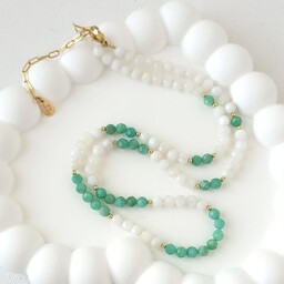 Pakamera Naszyjnik z kamieni naturalnych: kamień księżycowy, amazonit