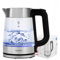 Czajnik Elektryczny bezprzewodowy Szklany stalowy Led 1,7l mocny