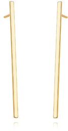 Pozłacane srebrne kolczyki celebrytki gładkie podłużne sztabki pręciki