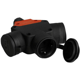 Trójfazowe gniazdo trójdrożne 3x16A 230V schuko IP54 rozgałęźnik