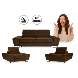Zestaw wypoczynkowy sofa kanapa 2 fotele różowy welur