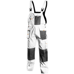 Spodnie robocze na szelkach, białe, HD, rozmiar LD