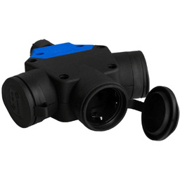 Jednofazowe gniazdo trójdrożne 3x16A 230V schuko IP44 rozgałęźnik