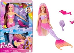 Barbie Malibu Syrenka Zmiana koloru Lalka z różowymi
