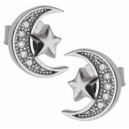 Eleganckie srebrne kolczyki celebrytki ksieżyc gwiazdka moon star