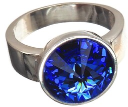 Kryształy Piękny Pierścionek Paris Sapphire Srebro