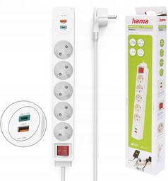 Hama listwa zasilająca 5 gniazd 1x Usb C