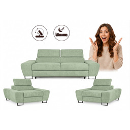 Zestaw wypoczynkowy sofa kanapa 2 fotele różowy welur