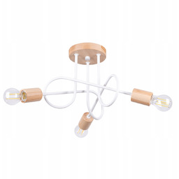 Żyrandol Ember 3 biały biały/naturalne drewno minimalistyczny lampa