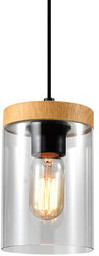 Candellux Szklana lampa wisząca Wels 31-21984 przydymiony drewniany