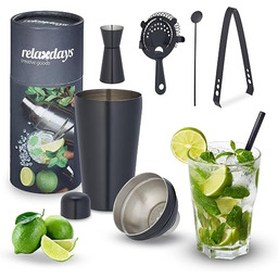 Relaxdays Zestaw shaker do koktajli, stal nierdzewna, 5-częściowy