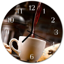 Zegar szklany okrągły Kawa