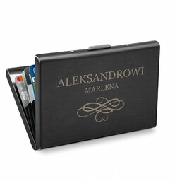 Etui na karty wizytówki z grawerem inicjały