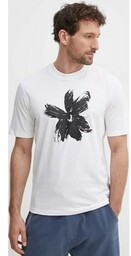 Sisley t-shirt bawełniany męski kolor biały z nadrukiem