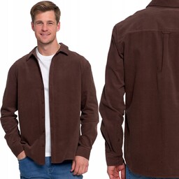 STYLOWA GŁADKA KOSZULA MĘSKA SZTRUKSOWA 100% BAWEŁNA DŁUGI