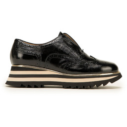 Damskie wsuwane sneakersy z lakierowanej skóry czarne