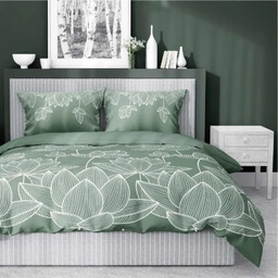 Pościel satynowa 180x200 Home Satin 58 zielona kwiat
