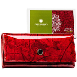 Duży portfel damski z wieloma przegródkami czerwony -