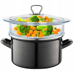 Parowar Szklany Garnek Emaliowany Do Gotowania Na Parze