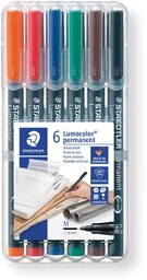 Foliopisy kolorowe 6 szt permanentne M Lumocolor Staedtler