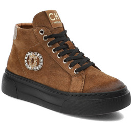 CheBello Brązowe Sneakersy Wygodne Skórzane Buty Damskie