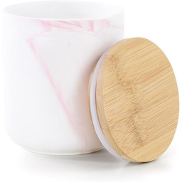 AmeliaHome Pudełko do przechowywania z ceramiki z drewnianą