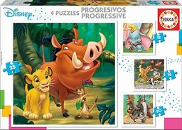 Educa Borras - 4 progressive Puzzless Disney Animals,