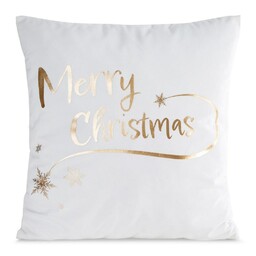 Eurofirany Poszewka świąteczna 45x45 biała złota Merry Christmas
