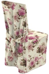 Pokrowiec na krzesło, różowo-beżowe róże na kremowym tle,