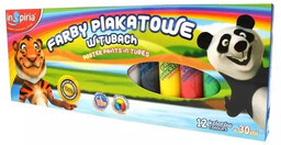 Farby plakatowe w tubach 12 kolorów 30ml -