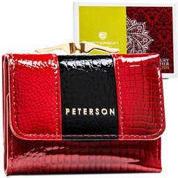 Skórzany, mały portfel damski w czerwonym kolorze