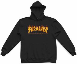 bluza męska THRASHER GODZILLA FLAME HOOD Black