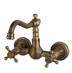 bateria umywalkowa ścienna retro ILONIA szczotkowany mosiądz