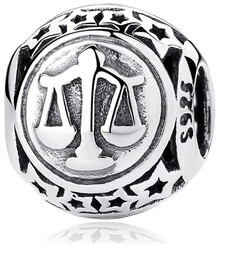 Rodowany srebrny charms do pandora znak zodiaku waga