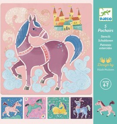 Konie - szablony do odrysowania DJ08915-Djeco, zestawy artystyczne