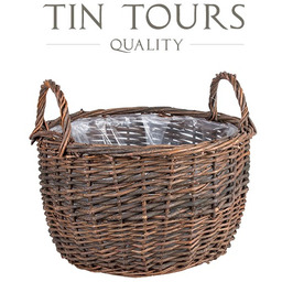 OKRĄGŁY KOSZ WIKLINOWY Z UCHWYTAMI 45x45x28/38 cm