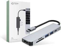 Hub Adapter USB V4-HUB 6w1 USB-C Grey