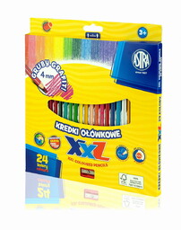 Kredki ołówkowe 24 kolory ASTRA grafit XXL 4mm