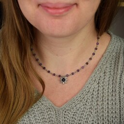 Pakamera Naszyjnik słoneczko ametysty wire wrapping słońce gwiazdka