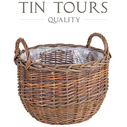 OKRĄGŁY KOSZ WIKLINOWY Z UCHWYTAMI 35x35x23/30 cm