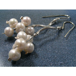 Piękne Perły Kolczyki Białe Srebro
