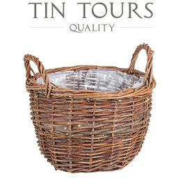 OKRĄGŁY KOSZ WIKLINOWY Z UCHWYTAMI 28x28x20/26 cm