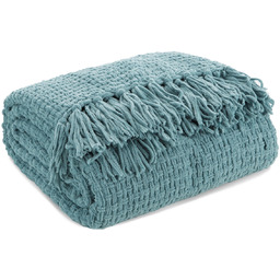 Koc tkany miętowy z frędzlami K191-03