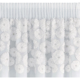 Firana biała z szyfonu zdobiona aplikacją w kwiaty