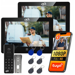 Wideodomofon Domofon WiFi 2 Monitory Dotykowe Czarne Breloki