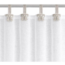 Firana biała na szelkach w kształcie kokardek F003-01