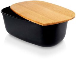 Chlebak z deską bambusową czarny 39x23,5x15,5 cm